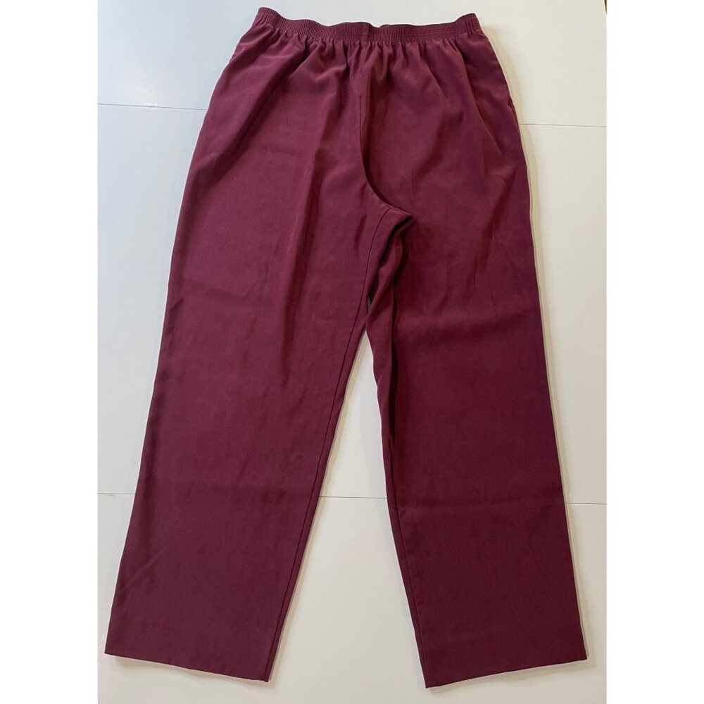 Vtg Allison Daley Faux Suede Pull On Pants Size 16 Straight Leg High Rise Mature
